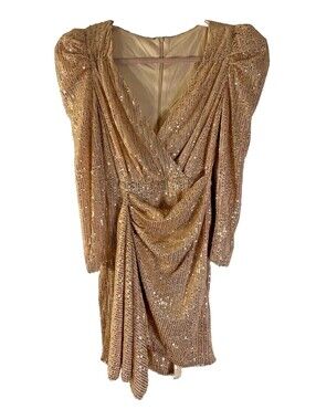 Women's Formal Evening Sequin Dress - Rose Gold - Small